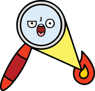 Bir insan tarafından çizilmiş bir büyüteç karikatürü.