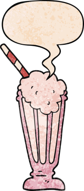 bir insan tarafından çizilmiş eski moda konuşma baloncuklu karikatür milkshake 'i