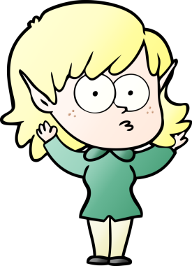 Bir insan tarafından çizilmiş çizgi film elf kızı.