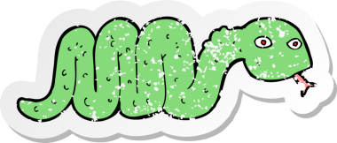 Bir insan tarafından çizilmiş komik bir çizgi film yılanının gerilimli çıkartması.