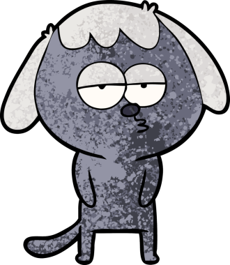 Bir insan tarafından çizilmiş yorgun bir köpek.