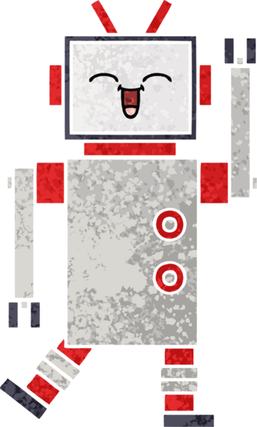 Bir insan tarafından çizilmiş bir robotun retro çizim tarzı karikatürü