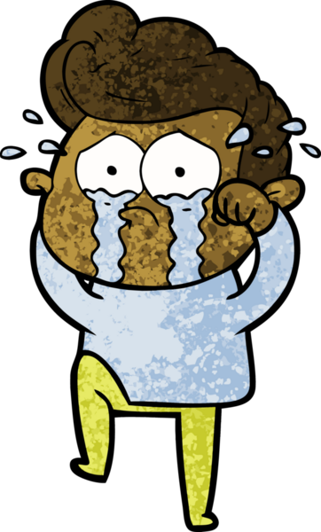 Bir insan tarafından çizilmiş ağlayan bir karikatür.