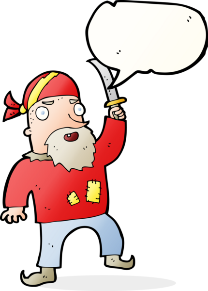 Bir insan tarafından çizilmiş konuşma balonu olan karikatür korsanı