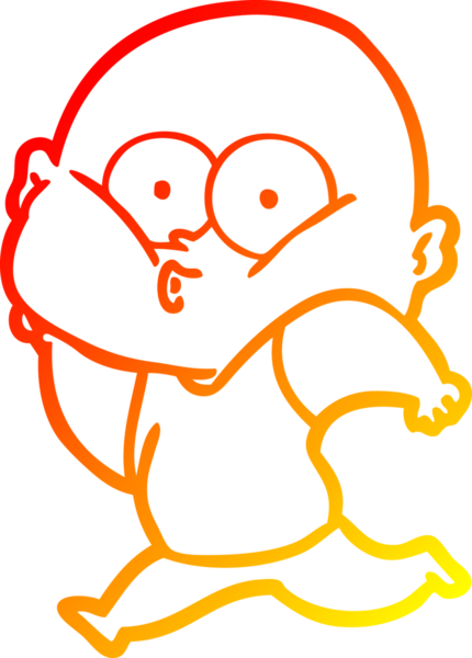 Bir insan tarafından çizilmiş kel bir adamın sıcak çizgi çizimi.