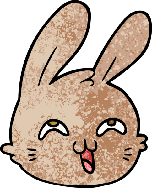 Bir insan tarafından çizilmiş mutlu tavşan yüzü.