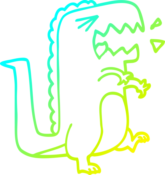 Bir insan tarafından çizilen kükreyen bir çizgi filmin soğuk gradyan çizimi