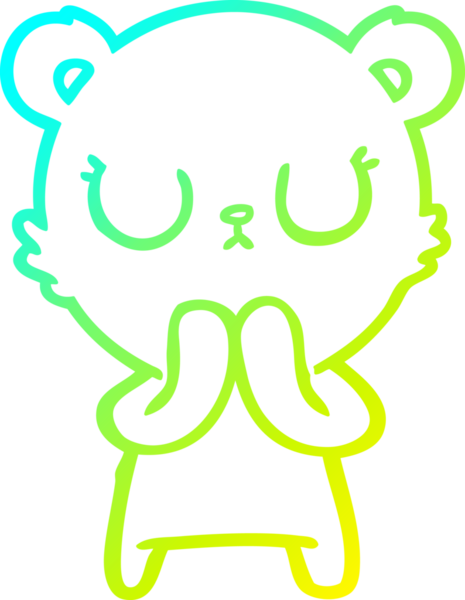 Bir insan tarafından çizilmiş barışçıl bir ayı yavrusunun soğuk gradyan çizgisi