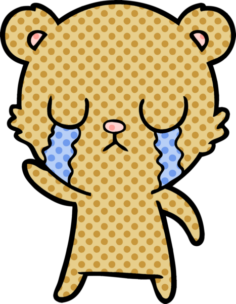 Bir insan tarafından çizilmiş ağlayan çizgi film ayısı.