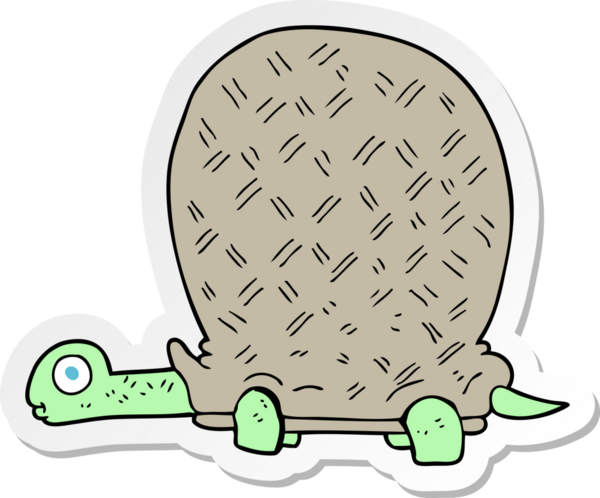 Bir insan tarafından çizilmiş karikatür kaplumbağasının çıkartması.