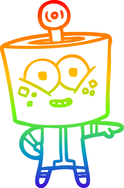 gökkuşağı gradyan çizimi mutlu çizgi robot bir insan tarafından çizilmiş