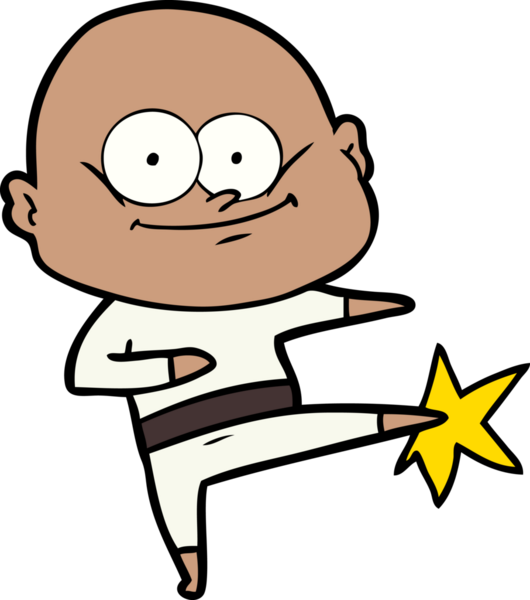 bir insan tarafından çizilmiş kel karate tekmesi.