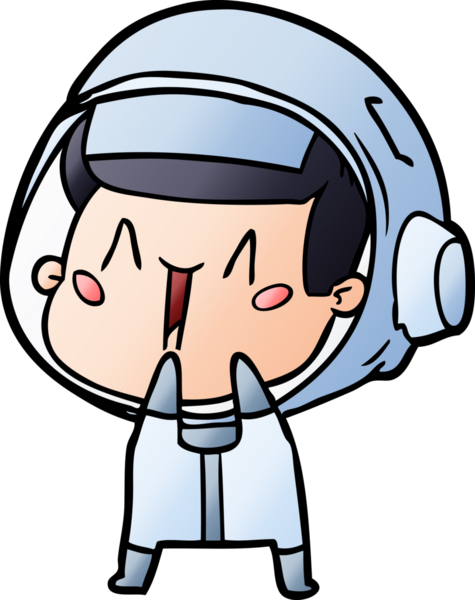 Bir insan tarafından çizilmiş mutlu astronot çizgi filmi.