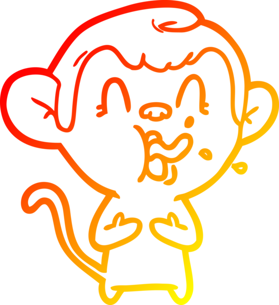 İnsan tarafından çizilmiş çılgın bir çizgi maymunun sıcak çizgi çizimi