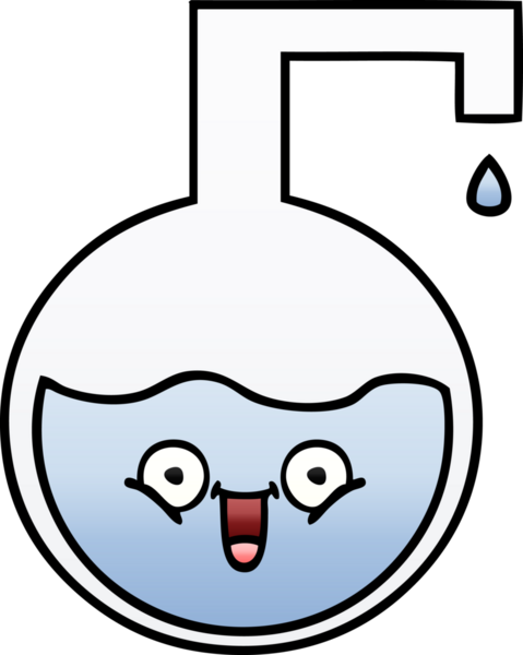 Bir insan tarafından çizilmiş bir bilim şişesinin gölgelenmiş karikatürü.