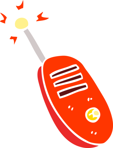 Bir insan tarafından çizilmiş düz renkli karikatür telsizi.