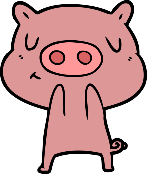 Bir insan tarafından çizilmiş çizgi film içerikli domuz.