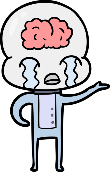 Bir insan tarafından çizilmiş koca beyinli bir uzaylı ağlaması.