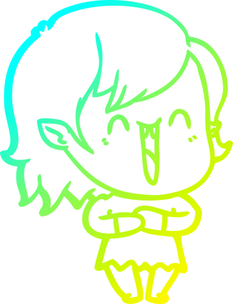 Bir insan tarafından çizilen mutlu vampir kız çizgi filminin soğuk gradyanı.