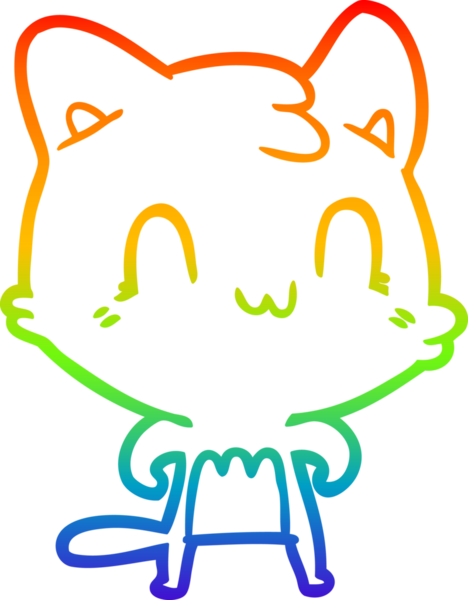 gökkuşağı gradyan çizgi çizimi Bir insan tarafından çizilmiş mutlu kedi