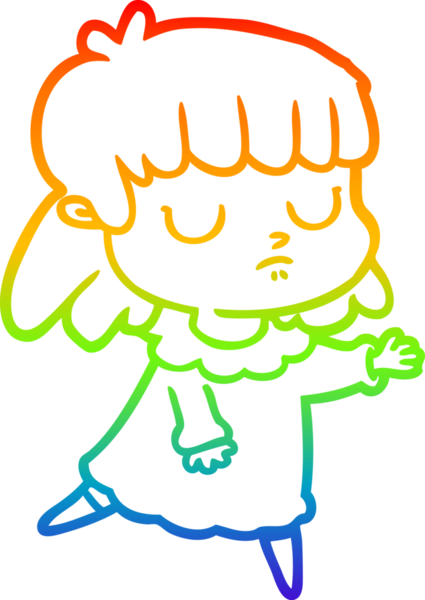 gökkuşağı gradyan çizgi çizimi bir insan tarafından çizilmiş ilgisiz bir kadın