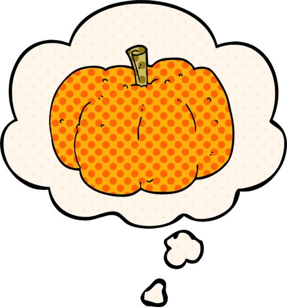 Çizgi roman tarzında bir insan tarafından çizilmiş düşünce balkabağı.