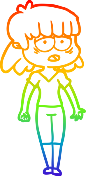 gökkuşağı gradyan çizgi çizimi bir insan tarafından çizilmiş yorgun bir kadın