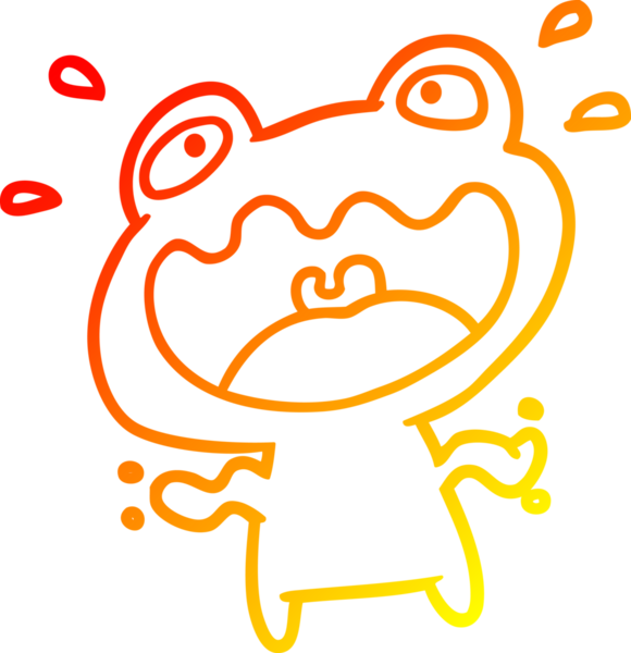 Bir insan tarafından çizilmiş sevimli bir kurbağanın sıcak çizgi çizimi