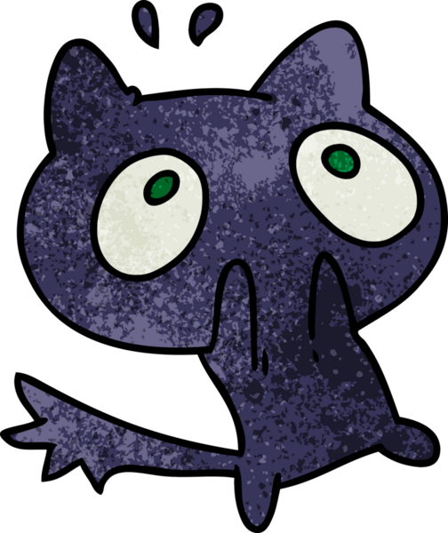 Bir insan tarafından çizilmiş şok olmuş bir kedinin desenli çizimi kawaii.