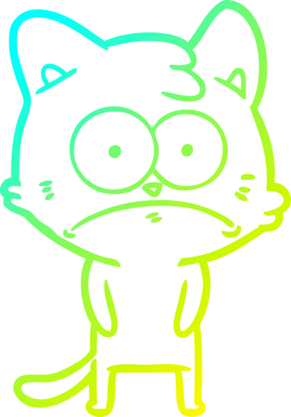 İnsan tarafından çizilmiş bir çizgi film çizimi. Sinirli bir kedi.