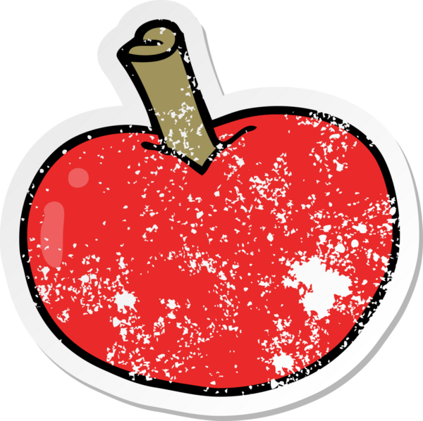 Bir insan tarafından çizilmiş karikatür elmasının sıkıntılı çıkartması.