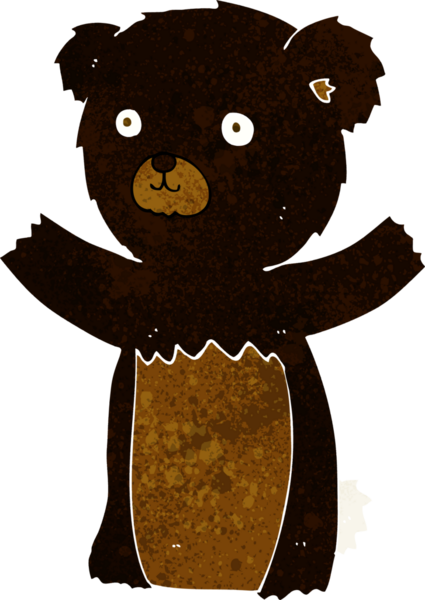 Bir insan tarafından çizilmiş sevimli çizgi film kara ayısı.