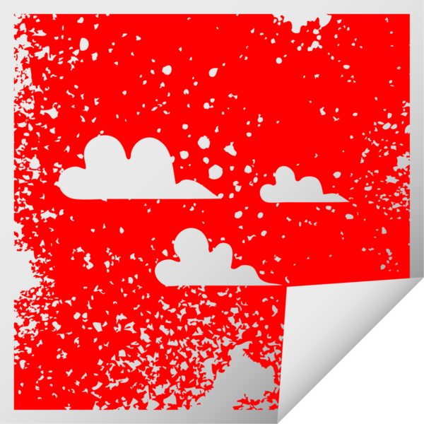 Bir insan tarafından çizilmiş bir bulutun kare soyulmuş çıkartması.