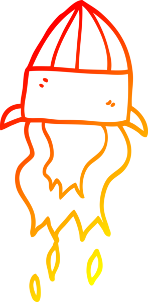 Bir insan tarafından çizilen çizgi roket fırlatmasının sıcak gradyan çizgisi