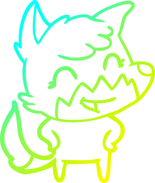 Bir insan tarafından çizilmiş mutlu bir tilkinin soğuk çizgi çizimi.