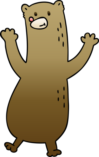 bir insan tarafından çizilmiş gölgelenmiş garip çizgi film ayısı.