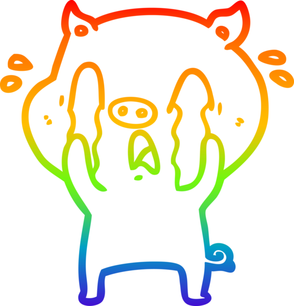 gökkuşağı gradyan çizimi bir insan tarafından çizilmiş ağlayan domuz çizgi filmi