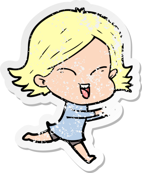 Bir insan tarafından çizilmiş mutlu bir çizgi film kızının sıkıntılı çıkartması.