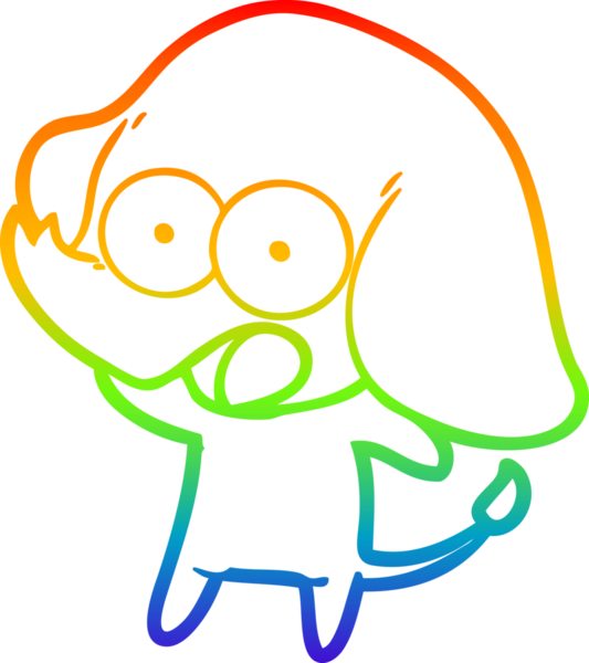 Gökkuşağı gradyan çizgisi bir insan tarafından çizilmiş şirin bir fil çizimi