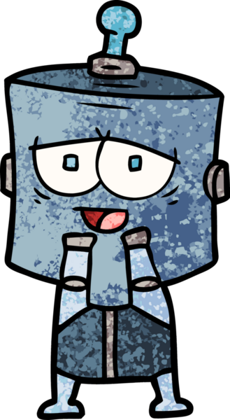 Bir insan tarafından çizilmiş çizgi film robotu