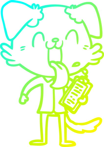 Bir insan tarafından çizilmiş pano ile nefes nefese kalmış bir köpeğin soğuk gradyan çizimi