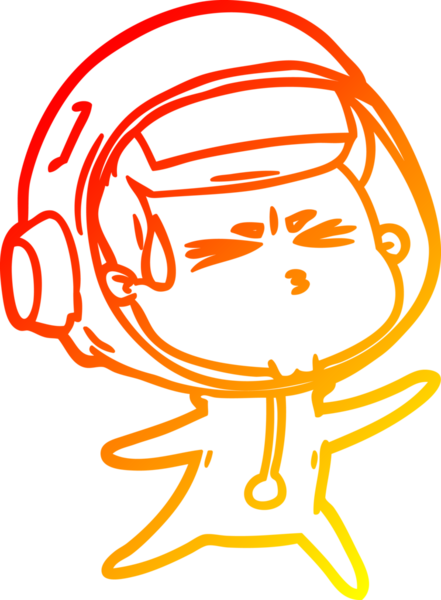 Bir çizgi film karakteri, bir insan tarafından çizilmiş astronot çizimi.