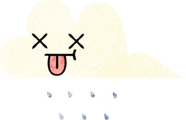 Bir insan tarafından çizilmiş yağmur bulutunun retro çizim tarzı karikatürü