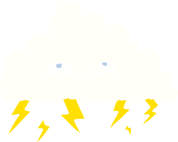 Bir insan tarafından çizilmiş düz renk çizgi film gökgürültüsü bulutu