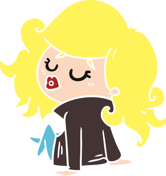 Bir insan tarafından çizilmiş tatlı bir kawai kızının serbest çizimi.