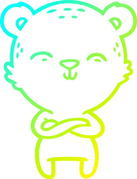 Bir insan tarafından çizilmiş kendine güvenen mutlu bir çizgi film ayısının çizimi.