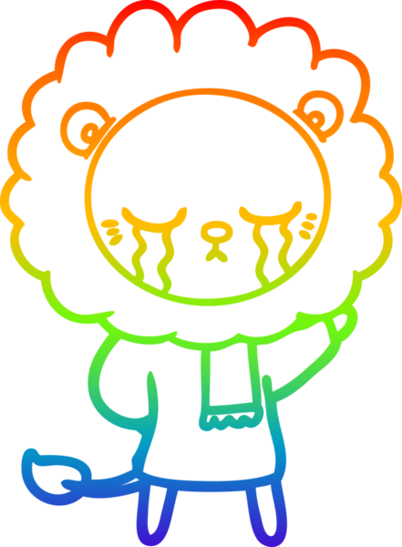 Gökkuşağı gradyan çizgisi bir insan tarafından çizilmiş ağlayan bir aslanın çizimi