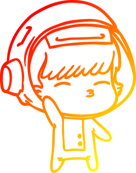 Bir insan tarafından çizilen meraklı astronotun sıcak çizgi çizimi