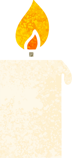 Bir insan tarafından çizilmiş yanan bir mumun retro çizim tarzı karikatürü