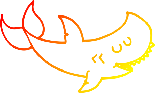 Bir insan tarafından çizilen çizgi film köpekbalığının sıcak çizgi çizimi